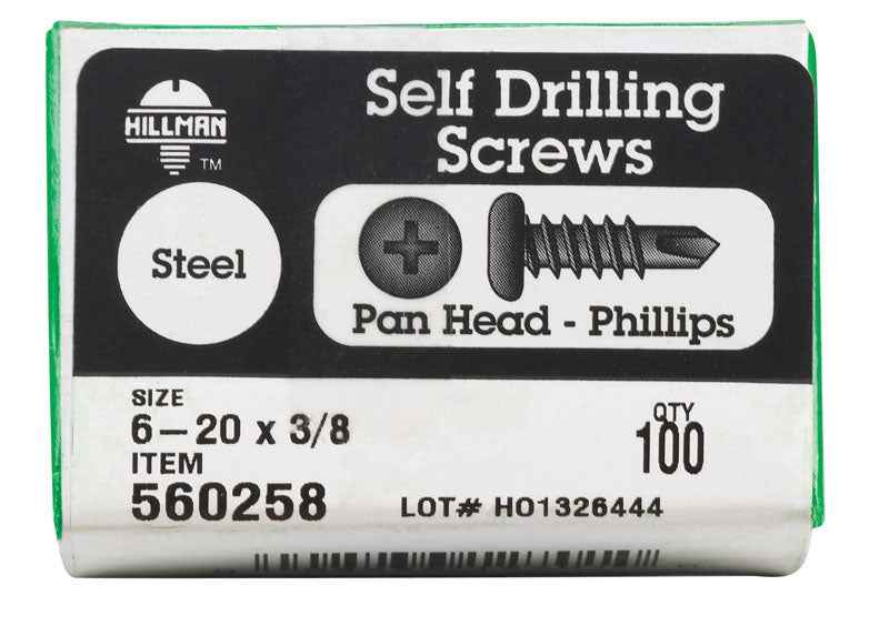 Hillman No. 6-20 X 3/8 in. L Phillips Pan Head Sheet Metal Screws 100 pk