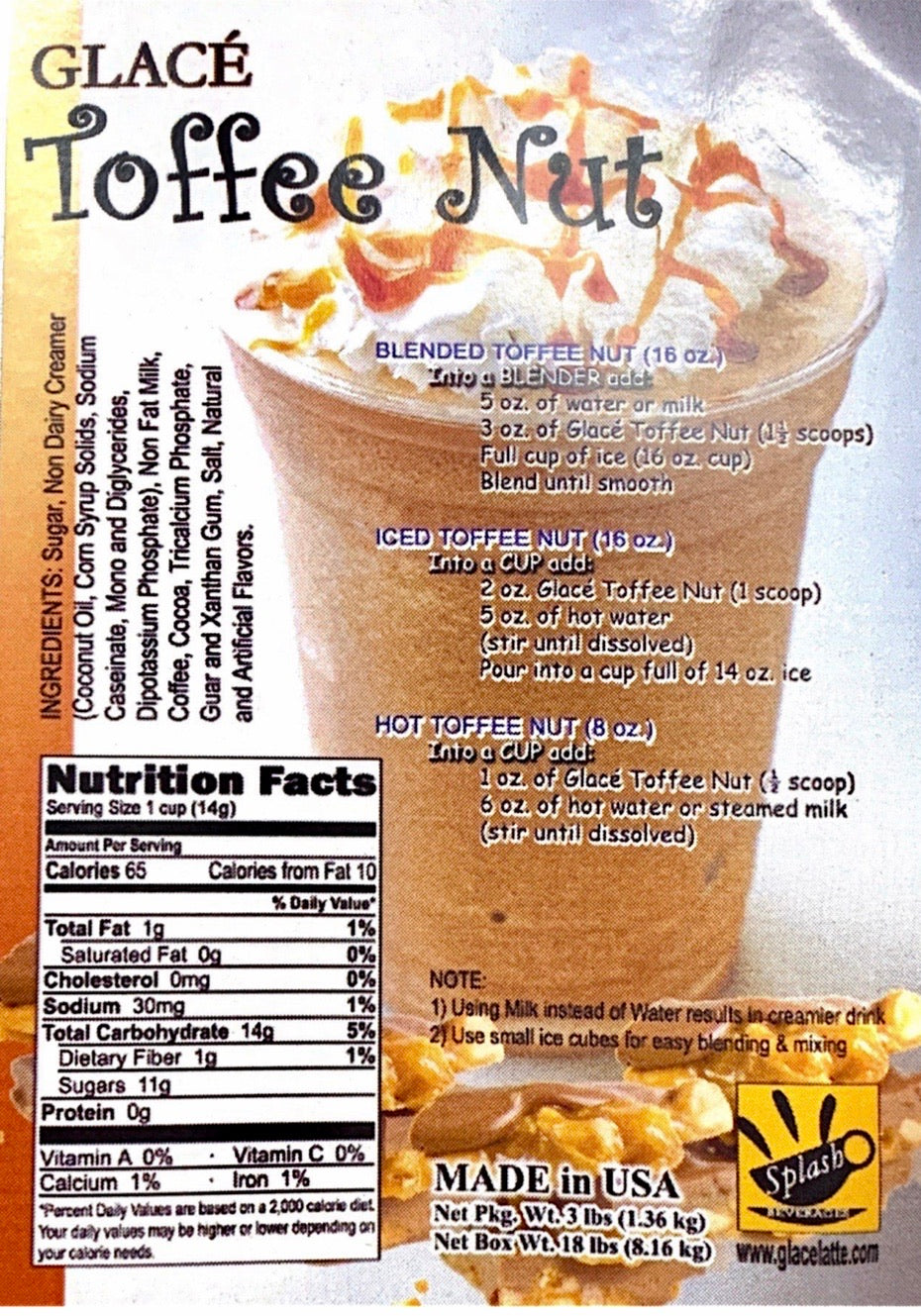 Toffee Nut Caramel (English Toffee aka Caramel) 4 in 1 Bubble Tea / Latte and Frappe Mix - Ships Free Within Canada on Orders Above CAD $199
