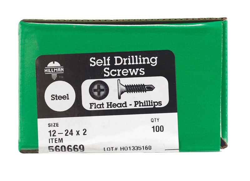 HILLMAN No. 12 Ga. X 2 in. L Phillips Flat Head Sheet Metal Screws 1 pk