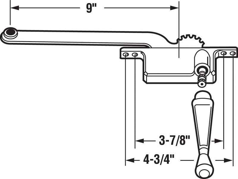 Prime-Line White Steel Right Single-Arm Casement Window Operator For Steel Framed Windows