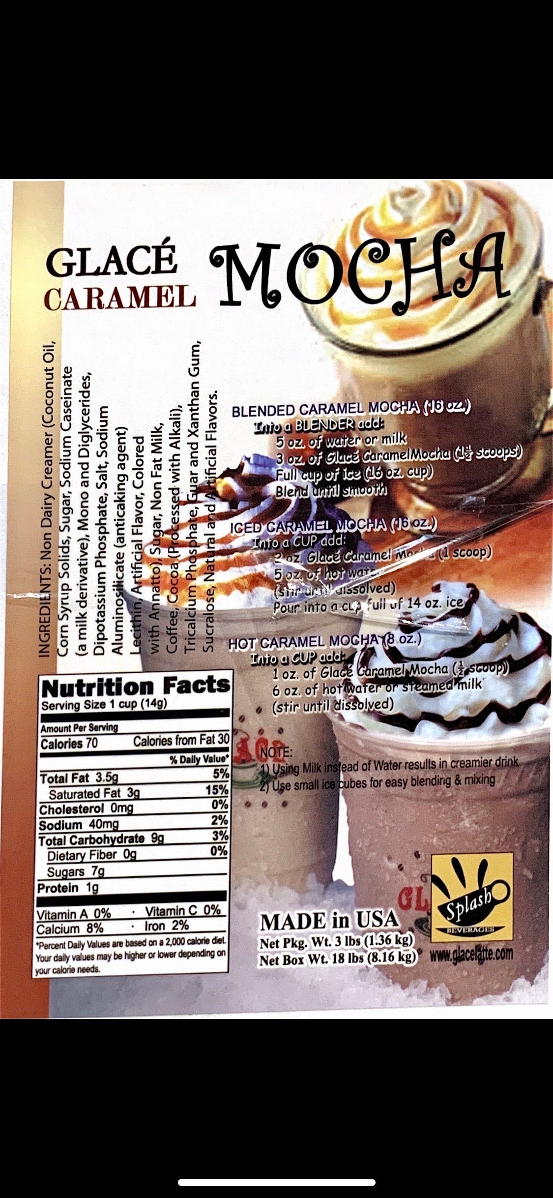 Caramel Mocha 4 in 1 Bubble Tea / Latte and Frappe Mix  - Ships Free Within Canada on Orders Above CAD $199