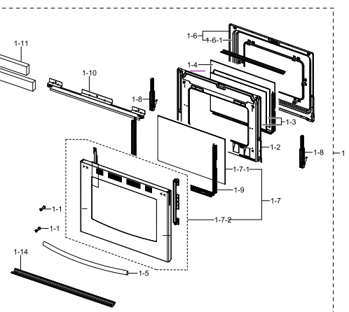 DG64-00133A Range Oven Inner Door Glass