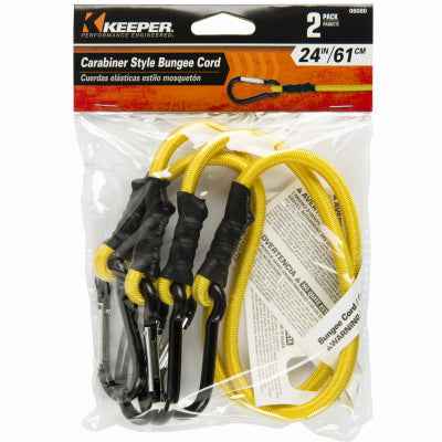 Keeper Yellow Carabiner Style Bungee Cord 24 in. L x 0.315 in. 1 pk