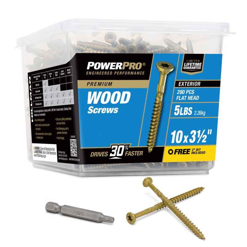 Hillman Power Pro No. 10 X 3-1/2 in. L Star Flat Head Premium Deck Screws 5 lb 295 pk