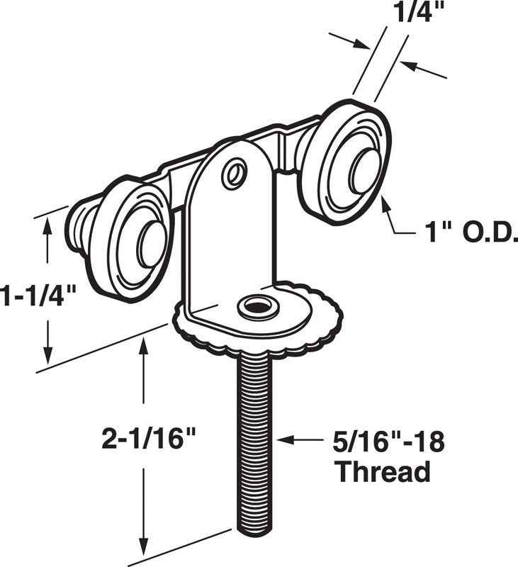 Prime-Line 1 in. D X 1/4 in. L Nylon/Steel Roller Assembly 1 pk