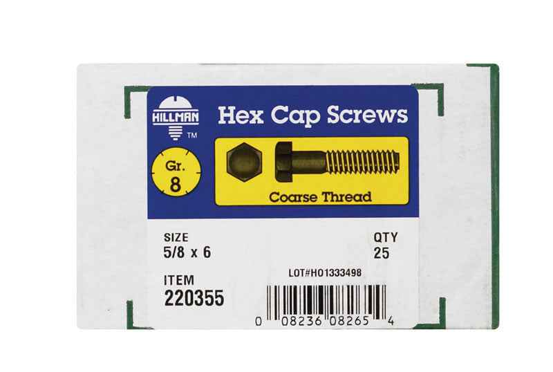 HILLMAN 5/8 in. D X 6 in. L Heat Treated Steel Hex Head Cap Screw 25 pk