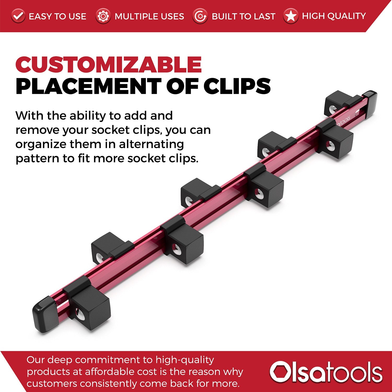 Aluminum Socket Organizer Rails With Rubber End Caps