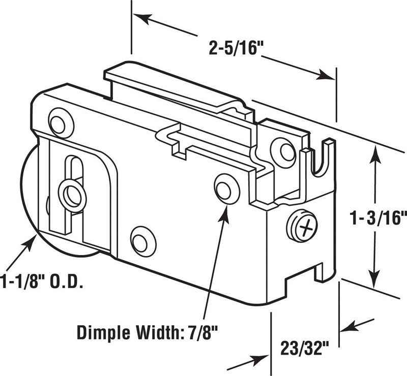 Prime-Line 1-1/8 in. D X 5/16 in. L Brass Steel Roller Assembly 1 pk