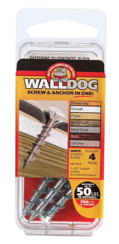 Hillman 3/16 in. Dia. x 1-1/4 in. L Stainless Steel Oval Head Walldog Screw & Anchor 4 pk (Pack of 10)