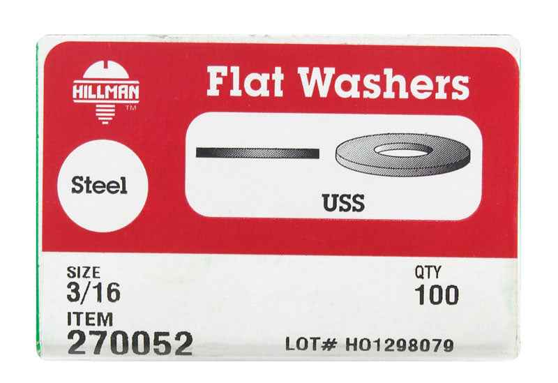 Hillman Zinc-Plated Steel 3/16 in. USS Flat Washer 100 pk
