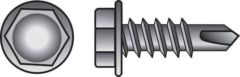 Hillman No. 10 X 2 in. L Hex Hex Washer Head Sheet Metal Screws 100 pk