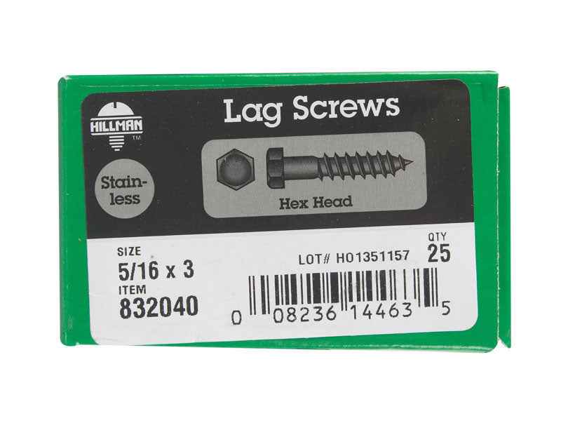 BOLT LAG 5/16X3" SS