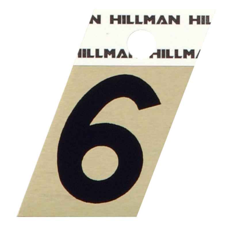 Hillman 1.5 in. Reflective Black Metal Self-Adhesive Number 6 1 pc (Pack of 6)