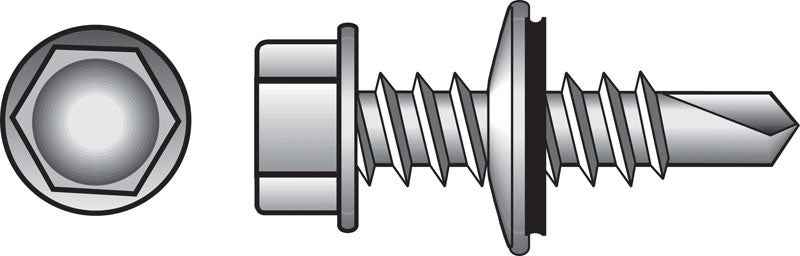 HILLMAN No. 12 Ga. X 2 in. L Hex Hex Washer Head Self-Drilling Screws 100 pk