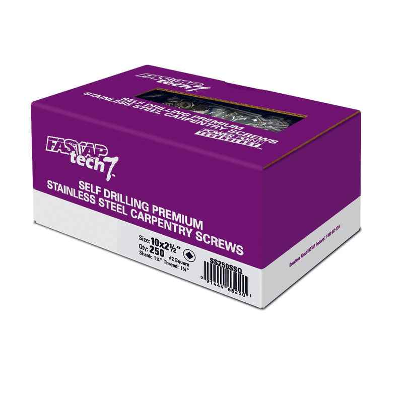 Fastap Tech 7 No. 10 X 2-1/2 in. L Square Coarse Wood Screws 250 pk