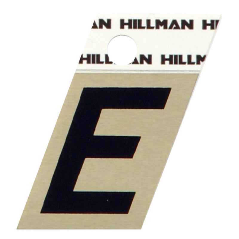Hillman 1.5 in. Reflective Black Metal Self-Adhesive Letter E 1 pc (Pack of 6)
