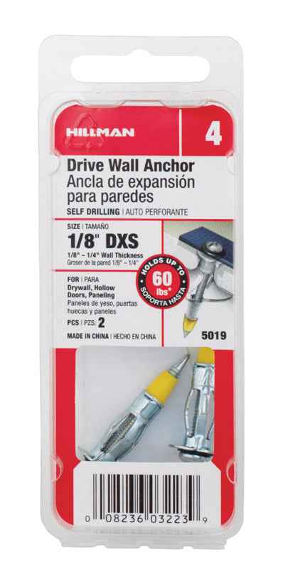 Hillman 1/8 in. Dia. x 1/8 X-Short in. L Metal Round Head Drive Wall Anchors 2 pk (Pack of 10)