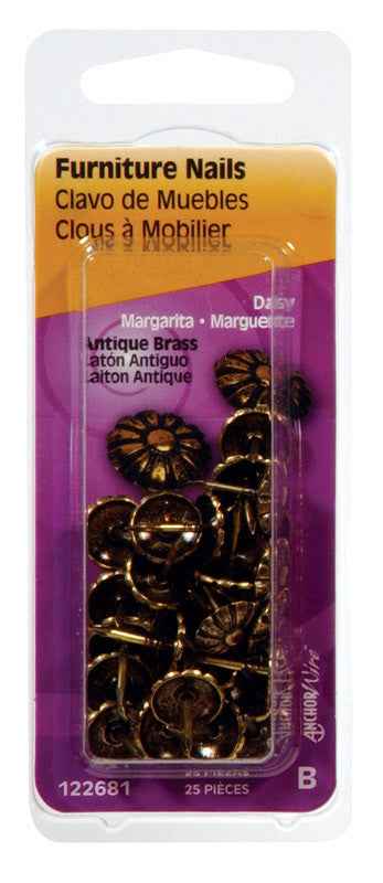 Hillman No. 64 Antique Brass Brass Furniture Nails 25 pk (Pack of 6)