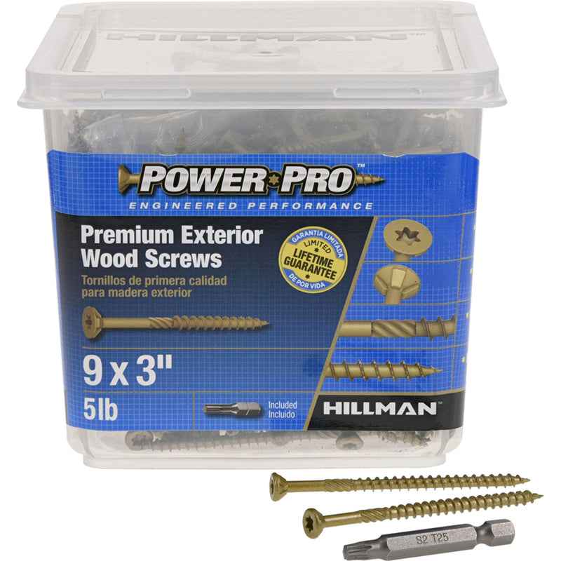 HILLMAN Power Pro No. 9 in. X 3 in. L Bronze Star Flat Head Premium Deck Screws 5 lb 373 pk