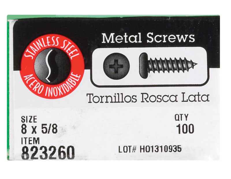 HILLMAN No. 8 Ga. X 5/8 in. L Phillips Pan Head Sheet Metal Screws 100 pk