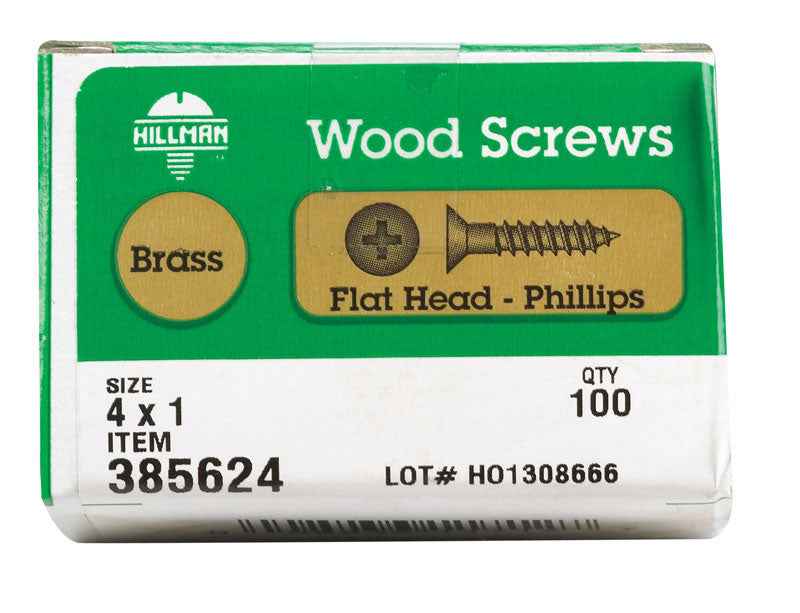 HILLMAN No. 4 X 1 in. L Phillips Coarse Wood Screws 100 pk
