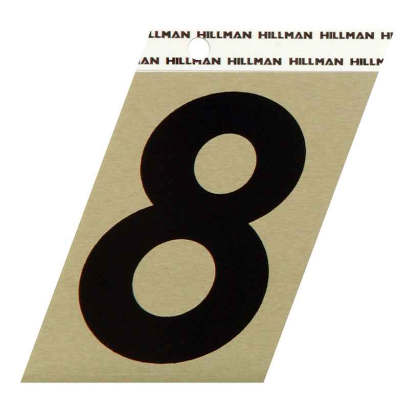 Hillman 3 in. Reflective Black Metal Self-Adhesive Number 8 1 pc (Pack of 3)