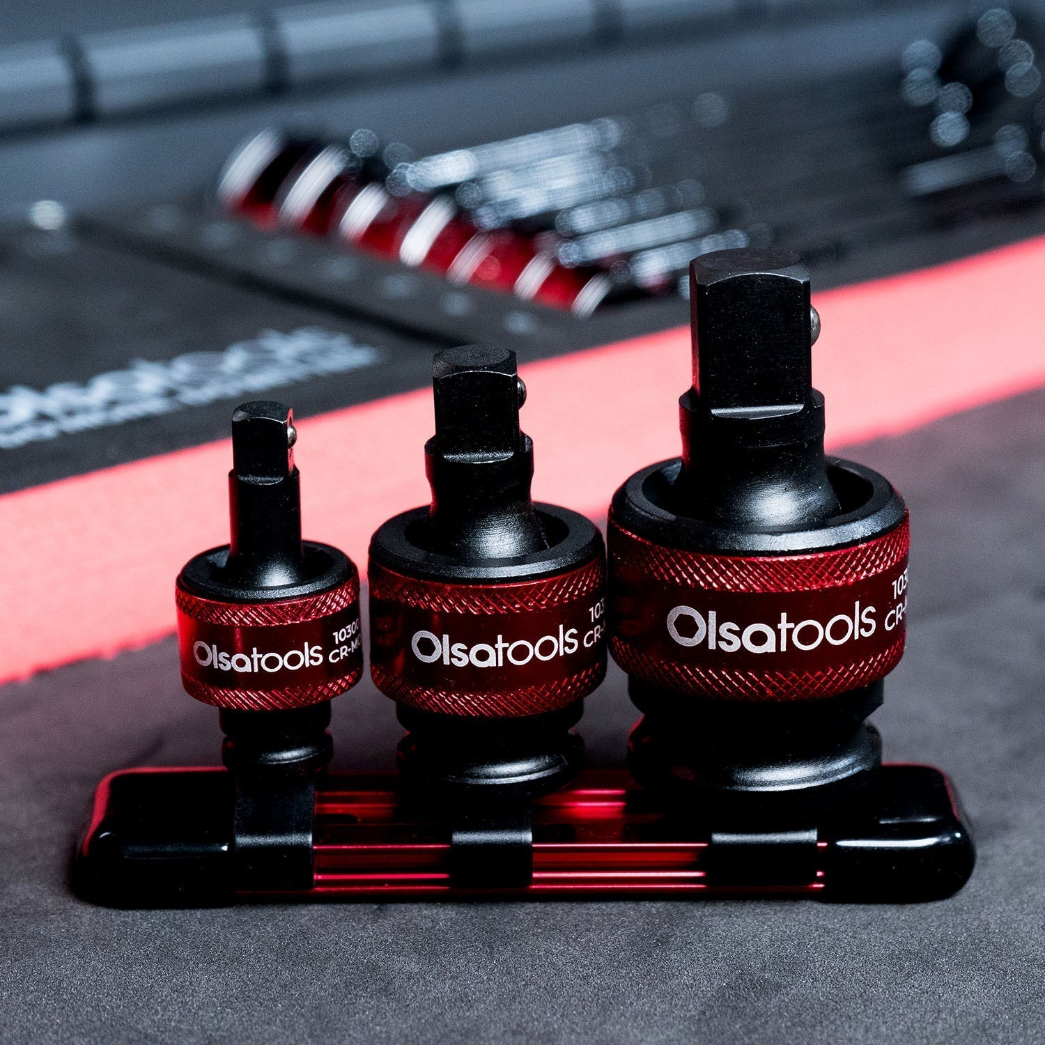 3pc Universal Joint Set, Socket Adapter 1/2", 3/8", and 1/4" drive