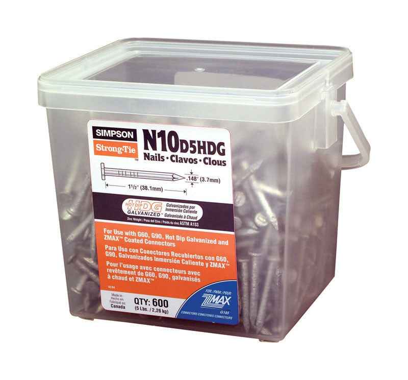 Simpson Strong-Tie 10D 1-1/2 in. Wood Joiner Hot-Dipped Galvanized Steel Nail Round Head 5 lb