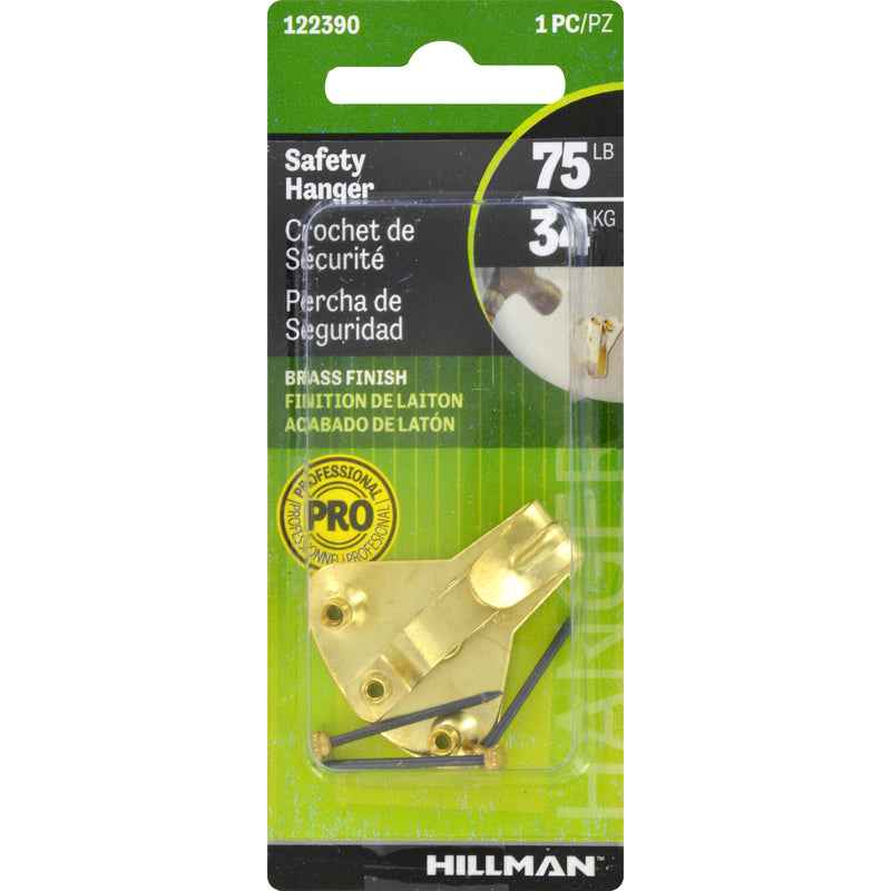 Hillman AnchorWire Brass-Plated Silver Safety Picture Hanger 75 lb. 1 pk (Pack of 10)