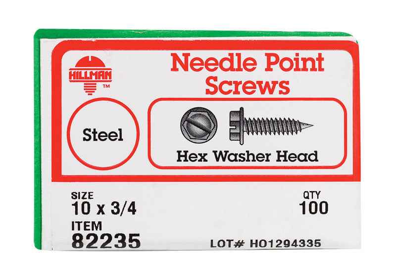 HILLMAN No. 10 Ga. X 3/4 in. L Slotted Hex Washer Head Sheet Metal Screws 1 pk