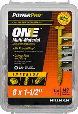 Hillman POWERPRO ONE No. 8 X 1-1/2 in. L Star Wafer Head Multi-Material Screw 1 lb 37 pk