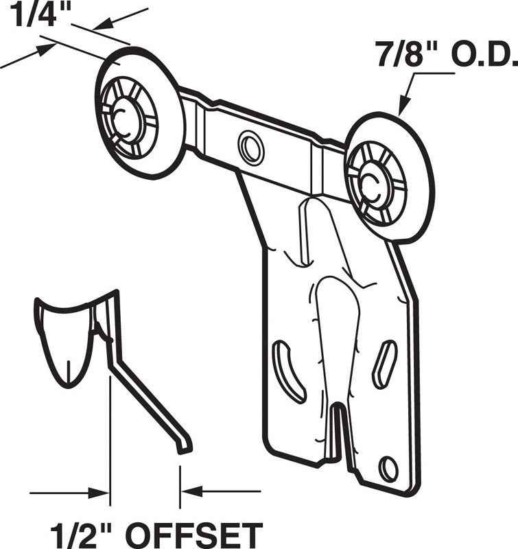 Prime-Line 7/8 in. D X 2 in. L Mill Silver Steel Closet Door Hanger 2 pc