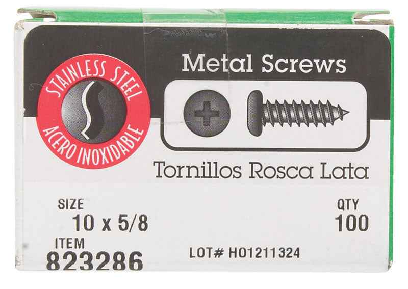 HILLMAN No. 10 X 5/8 in. L Phillips Pan Head Sheet Metal Screws 100 pk