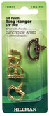 Hillman AnchorWire Gilt Oval Ring Hanger 3 pk Brass (Pack of 10)