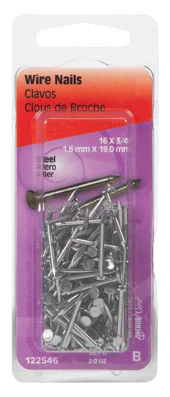Hillman 3/4 in. L Wire Brite Steel Nail Smooth Shank Flat (Pack of 6)