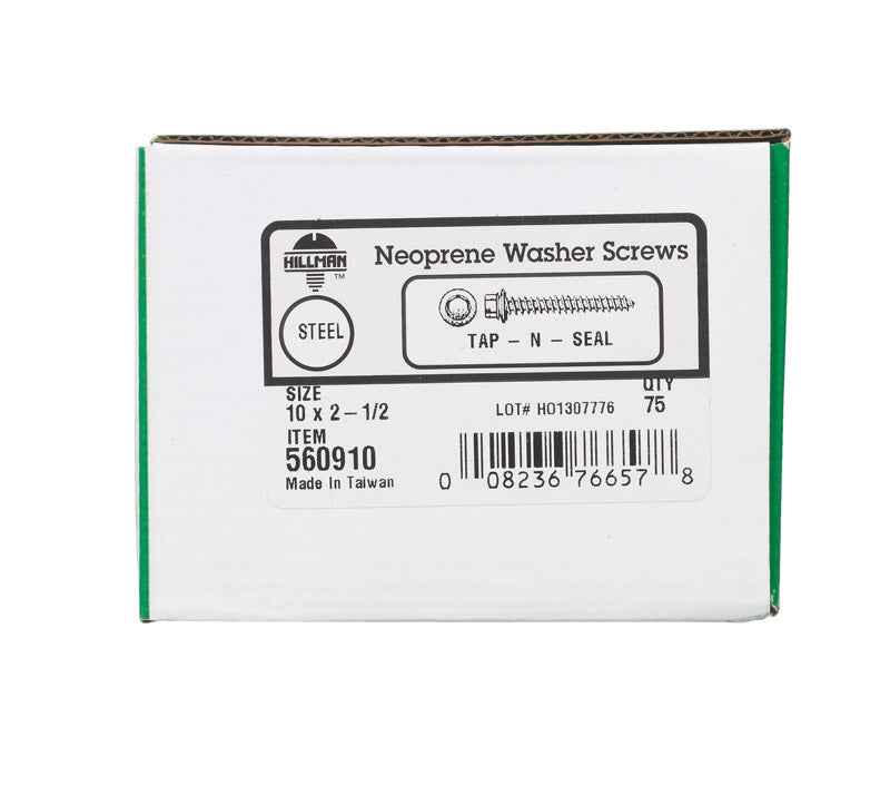 HILLMAN No. 10 Ga. X 2-1/2 in. L Hex Hex Head Screws w/Washers 75 pk