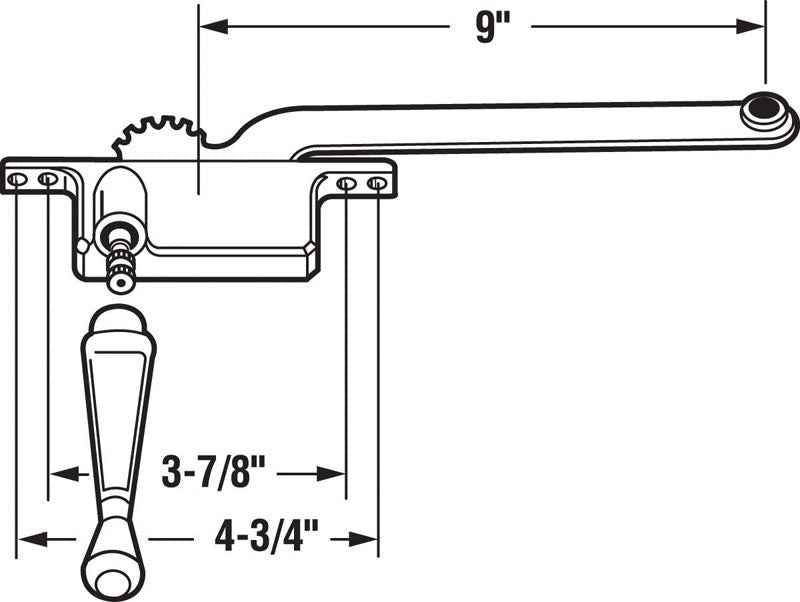 Prime-Line White Steel Left Single-Arm Casement Window Operator For Steel Framed Windows