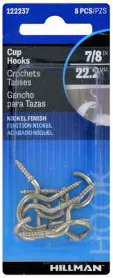 Hillman Small Metal 7/8 in. L Cup Hook 1 lb 8 pk