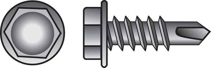 HILLMAN No. 10-16 Ga. X 1-1/4 in. L Hex Hex Washer Head Self-Drilling Screws 100 pk
