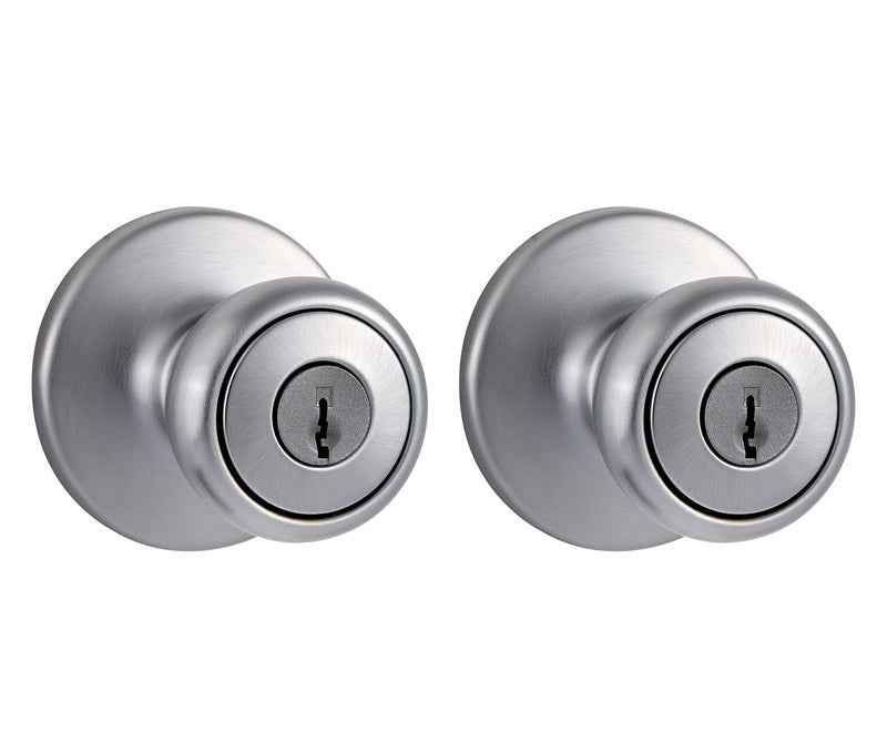 Kwikset Tylo Satin Chrome Entry Knobs 1-3/4 in.