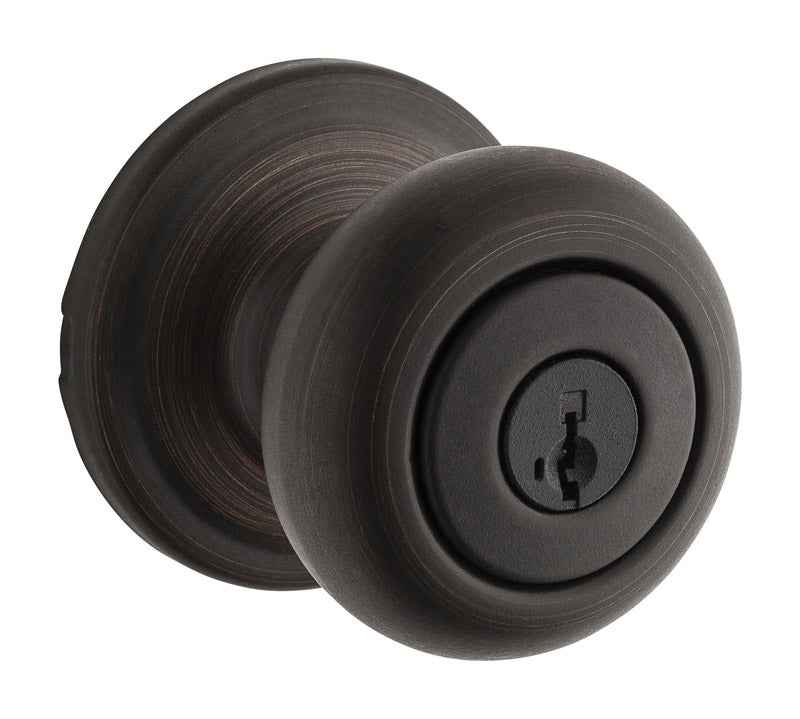 Kwikset SmartKey Juno Venetian Bronze Entry Door Knob KW1 1-3/4 in.