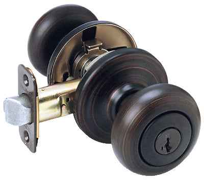 Kwikset SmartKey Juno Venetian Bronze Entry Door Knob KW1 1-3/4 in.