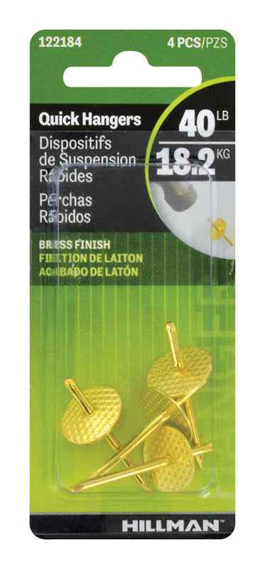 Hillman AnchorWire Brass-Plated One Piece Quick Hanger 40 lb. 4 pk (Pack of 10)