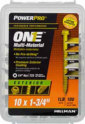 Hillman Power Pro No. 10 X 1-3/4 in. L Star Hex Washer Head Multi-Material Screw 1 lb 97 pk