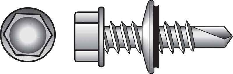 HILLMAN 1/4 in. Ga. X 1 in. L Hex Hex Washer Head Self-Drilling Screws 100 pk