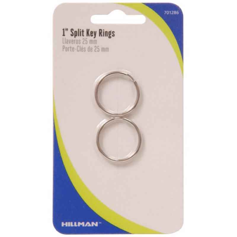 Hillman 1 In. Dia. Tempered Steel Silver Split Rings/Cable Rings Key Ring