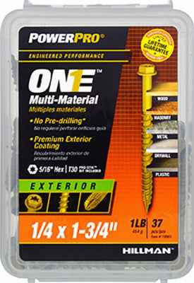 Hillman Power Pro 1/4 in. X 1-3/4 in. L Star Hex Washer Head Multi-Material Screw 1 lb 56 pk