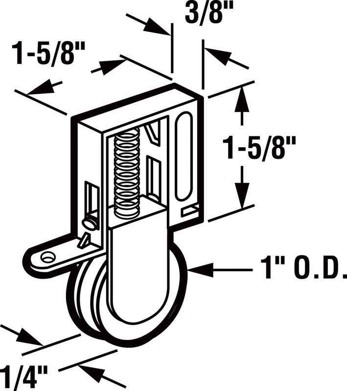 Prime-Line 1 in. D X 1/4 in. L Nylon Roller Assembly 2 pk
