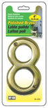 Hillman Distinctions 4 in. Gold Brass Screw-On Number 8 1 pc (Pack of 3)