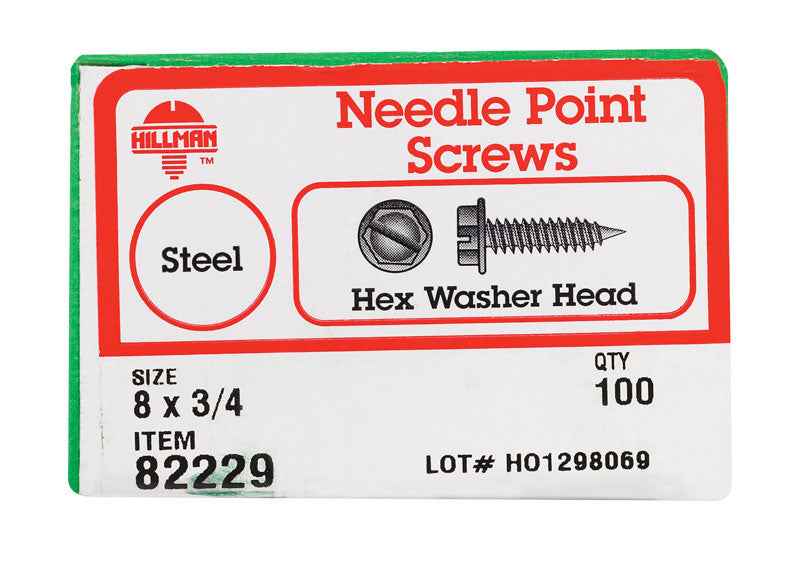 HILLMAN No. 8 Ga. X 3/4 in. L Slotted Hex Washer Head Sheet Metal Screws 1 pk